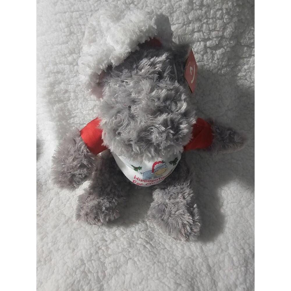 New Aurora Hippo Hippopotamus Plush Tonies Christmas Gray Bean Bag Hat & Top 9" - Picture 2 of 12